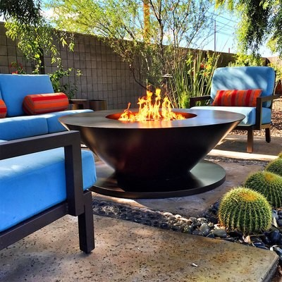 Garden setting with 60" chocolate color Ultrafire gas fireplace