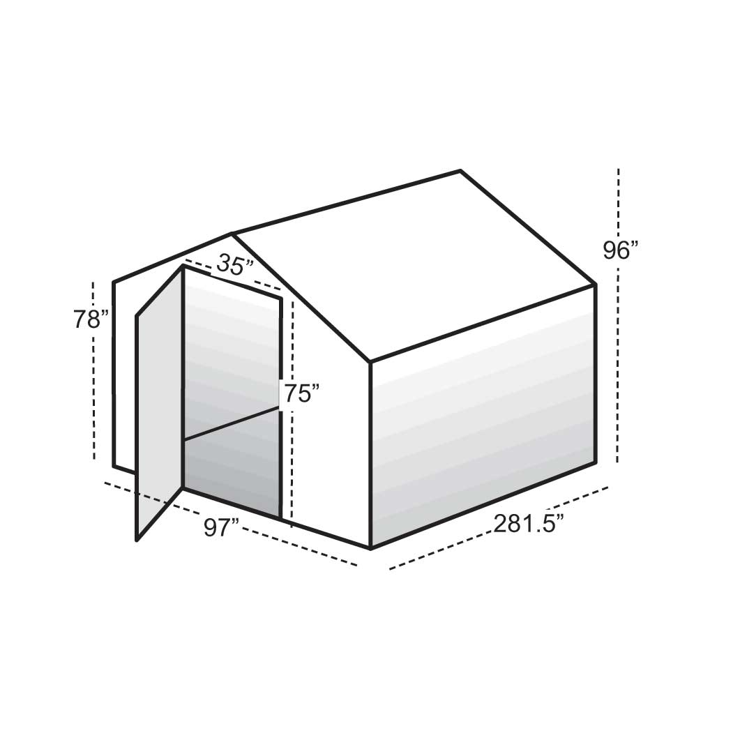 Garden master greenhouse dimension 96"H x 281.5"L x 97"W