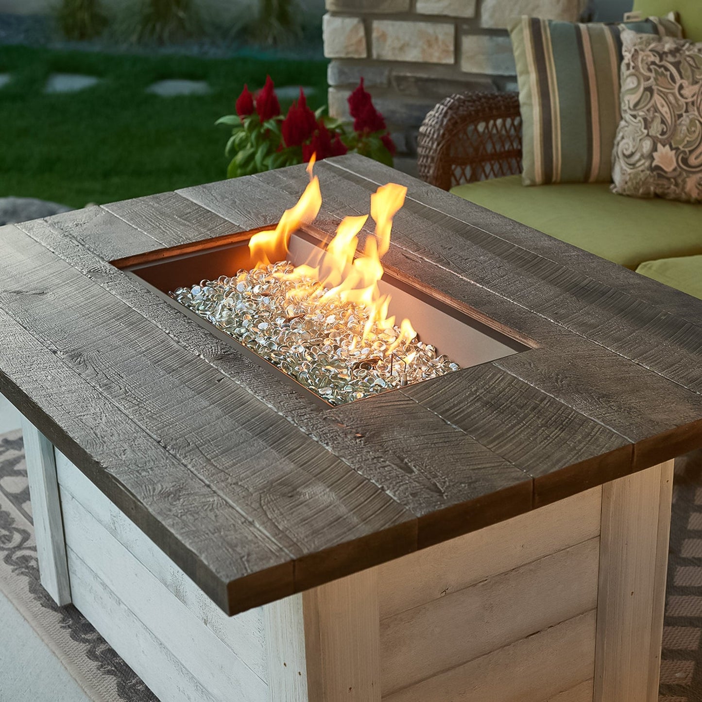 Alcott, Rectangular Gas Fire Pit Table, 48" Fire Pit Table, Pit Table