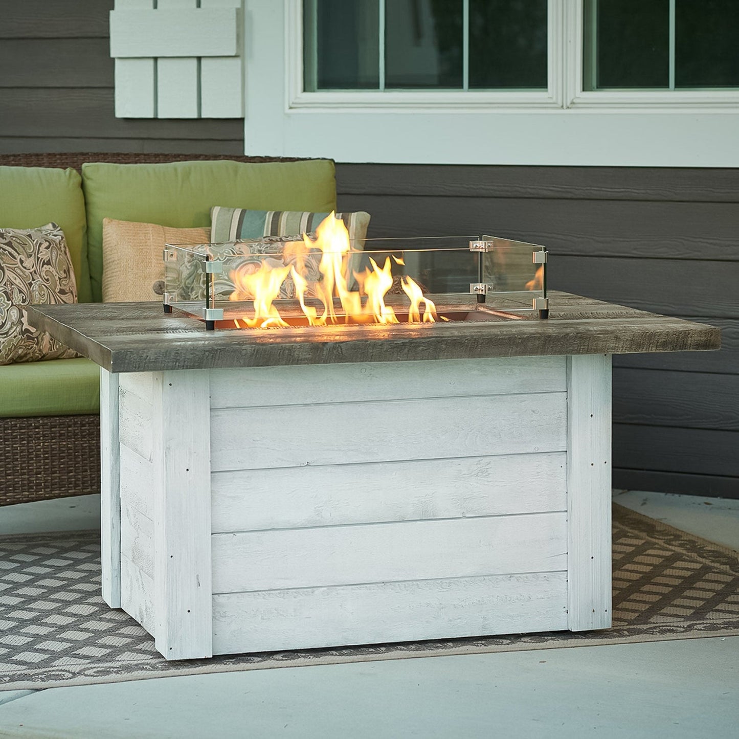 Alcott, Rectangular Gas Fire Pit Table, 48" Fire Pit Table, Pit Table