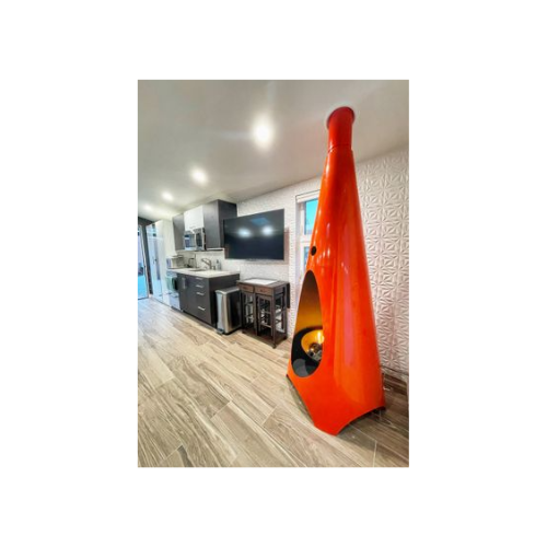 One-sided single opening indoor mounted Cayenne Natural gas Modfire bonfire