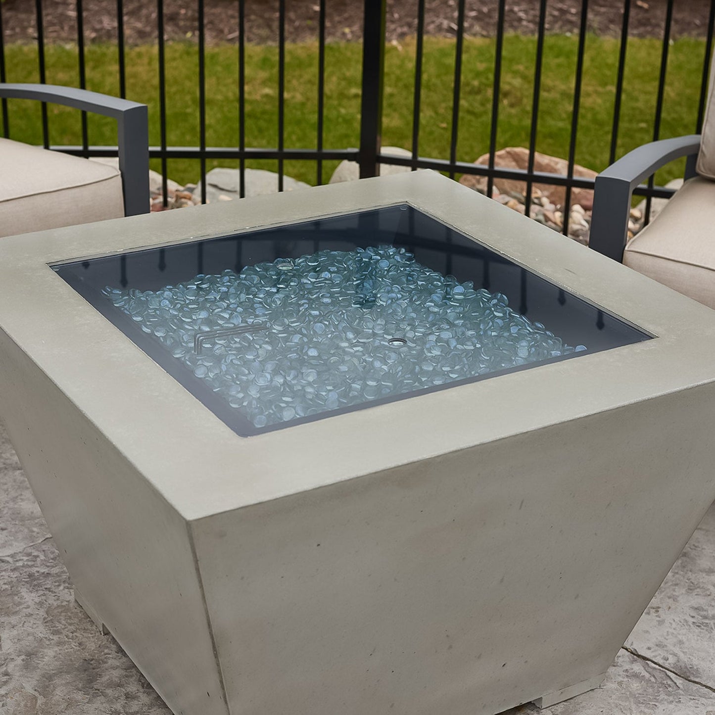 Cove Square Gas Fire Pit Bowl, Fire Pit Bowl, concrete base,