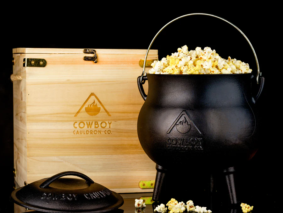 Chuckwagon Cook Pot - Versatile Enamel Coated Open-Fire Cookware, Rust-Resistant, Easy to Clean, Perfect for Frying, Simmering, and Campfire Popcorn