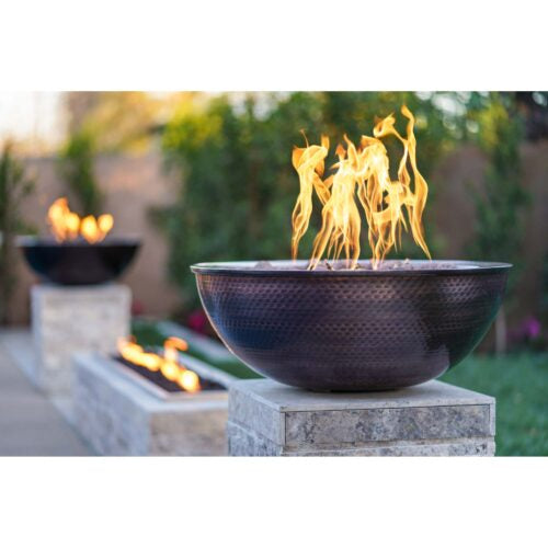 Sedona 27" Round Hammered Copper Fire Bowl OPT-27RCPRFO