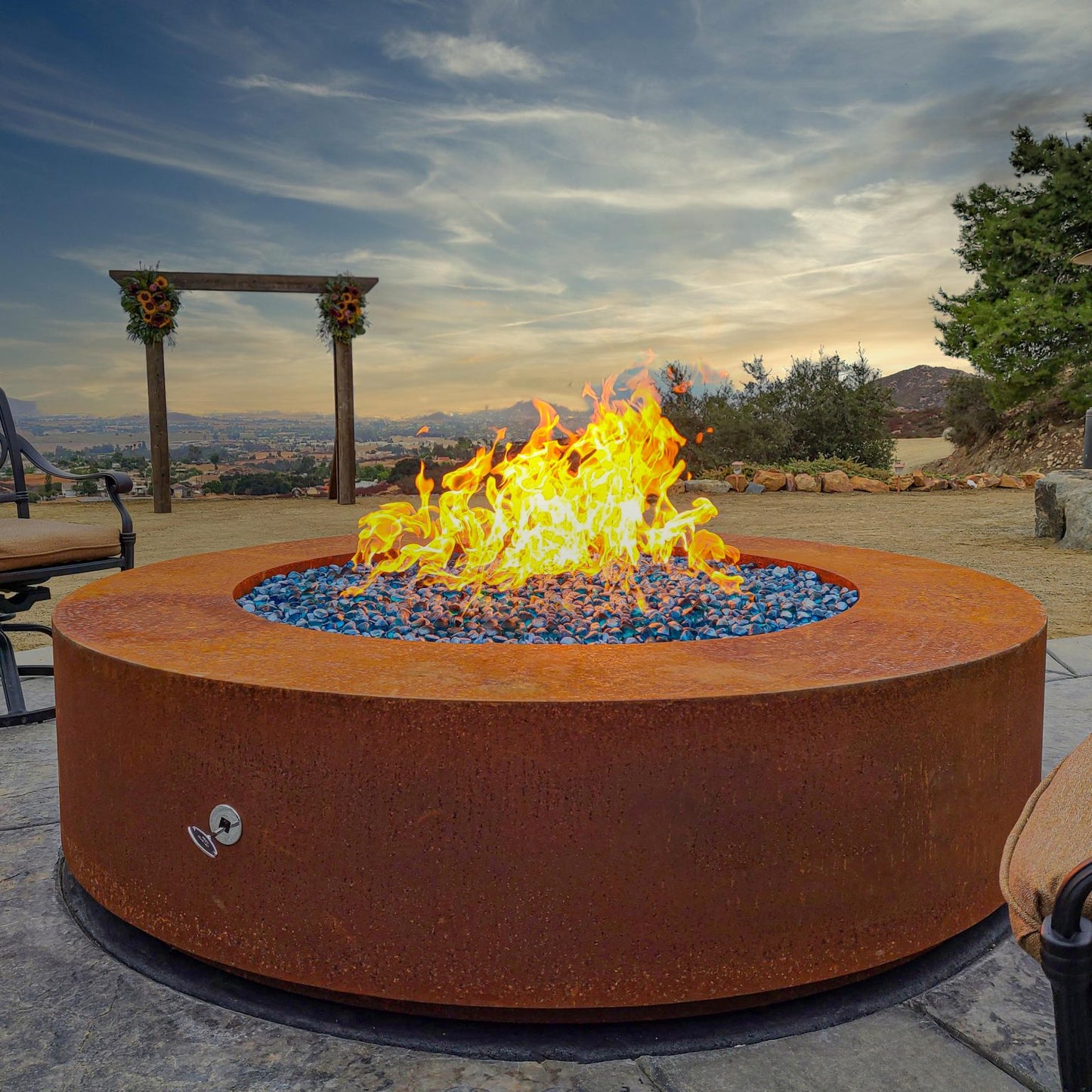outdoor view of Powdered Coated 24" Tall Unity Fire pit
