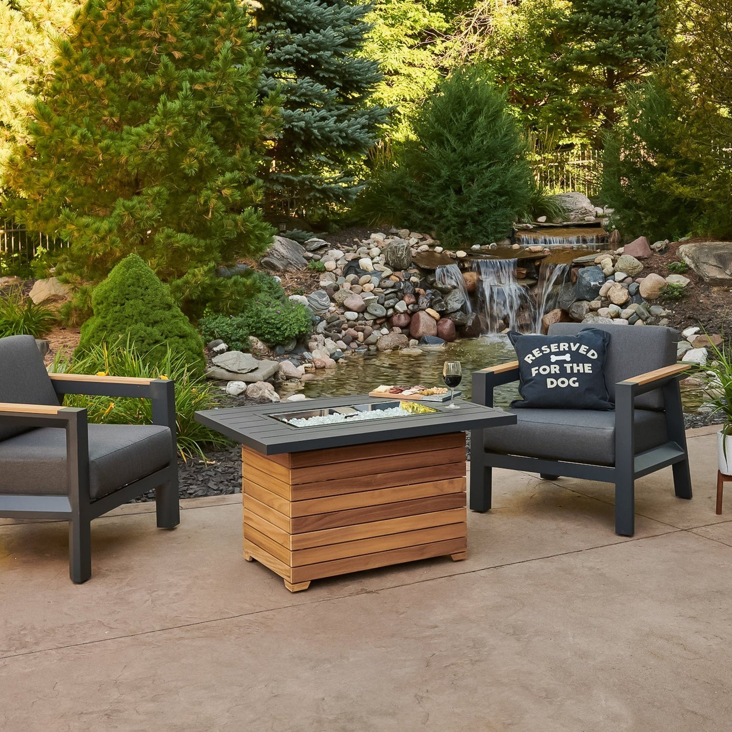 Darien Rectangular Gas Fire Pit Table, Gas Fire Pit Table, Aluminum top, Fire Pit Table