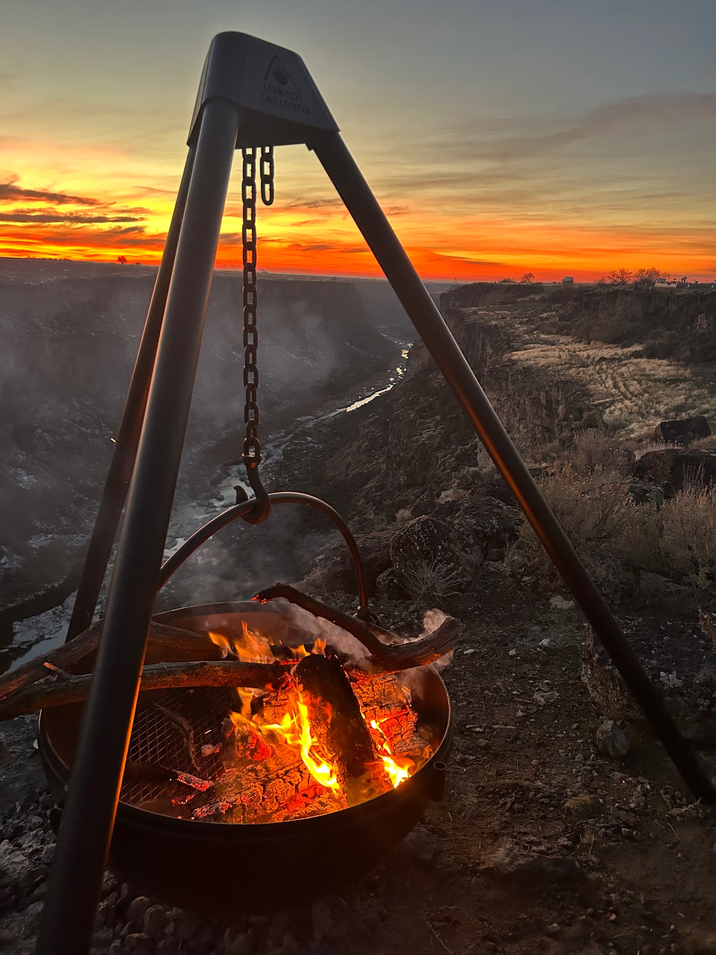 The Cowboy Cauldron Ranch Boss 42" Diameter Hanging Wood Burning Fire pit 84 Gallon Capacity