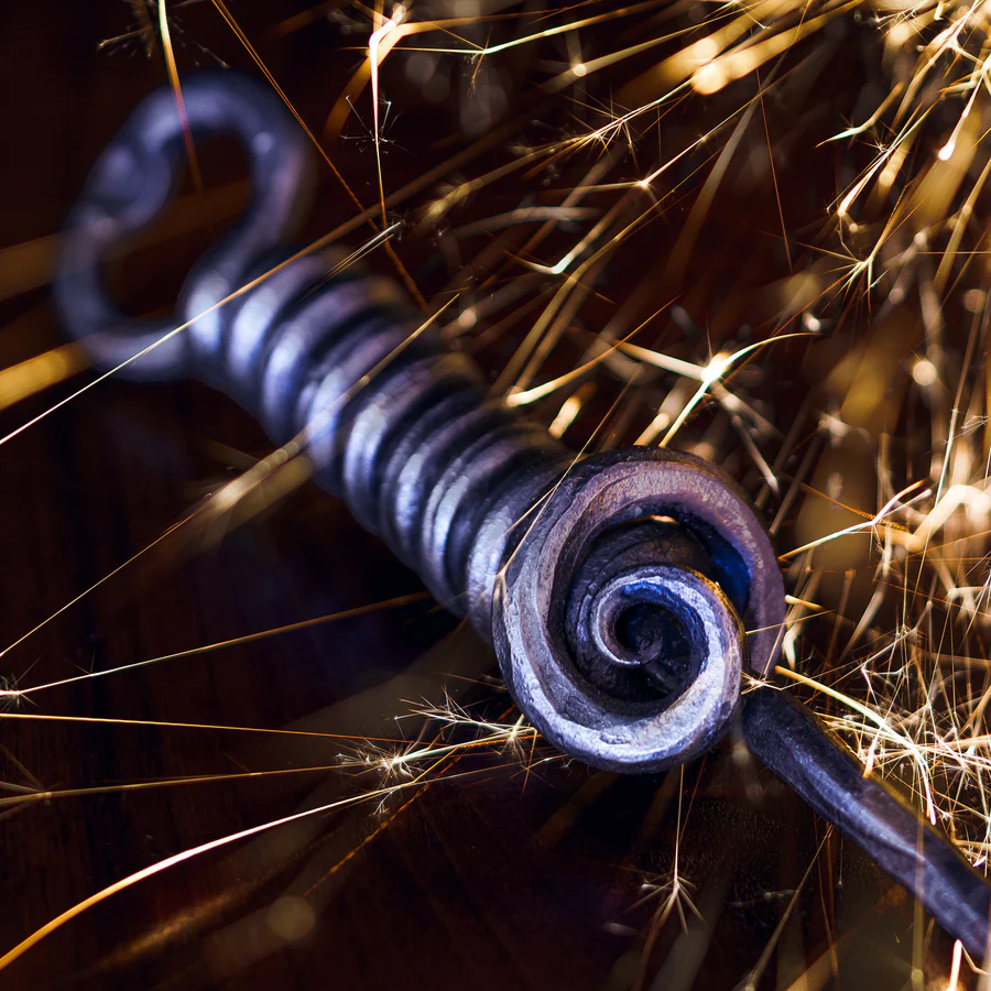 Cowboy Cauldron Hand-Wrought Pigtail, Juice-Retaining BBQ Meat Flipper and Fire Poker for Outdoor Cooking