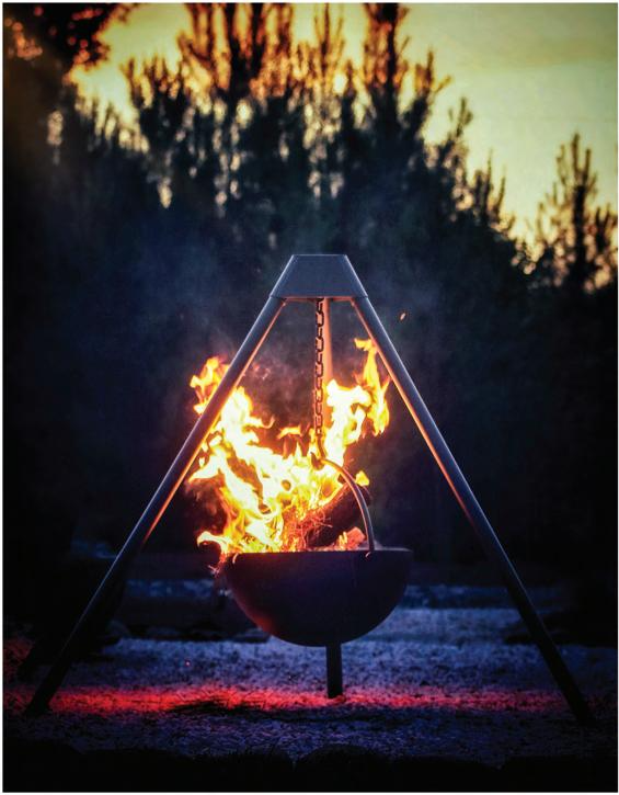 Cowboy Cauldron 'THE DUDE' Wood Burning Fire Pit is a 24" fire bowl that is hanging by a chain with a Burning wood flame. BACKYARD SOPHISTICATION, IN A MODULAR FLOATING FIRE PIT PIECE DESIGNED TO BE FUNCTIONAL AND ARTISTIC
The cowboy Cauldron Wrangler is a Modular Floating Firepit that with not only heat up the night, but wow your guests with its beauty and craftsmanship.
Made Right here in the USA the Cowboy Cauldron is a one of a kind outdoor patio feature, that is easily moved to be anywhere