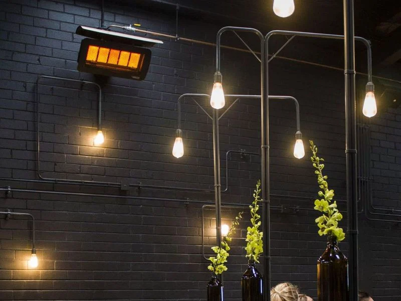 Outdoor Living with one wall hanged Bromic Tungsten 500 series Smart-heat Propane heater LP- 43,000