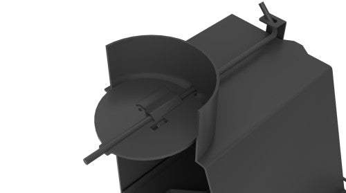 Damper on the corner unit wood stove