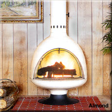 Stock White with Black Base Malm Drum Style Fire Place