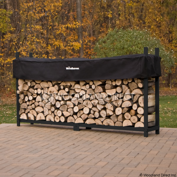Woodhaven Black Outdoor Firewood Rack - 8'