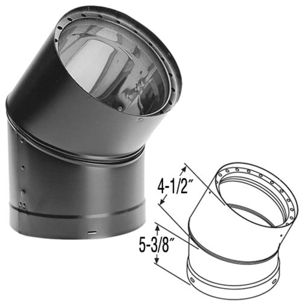 DuraVent 8" Inner Diameter - DVL Stove Pipe - Double Wall - 45 Degree Elbow 8DVL-E45
