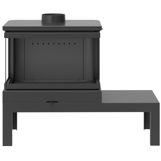 KFD Ariana Max 3 sided glass Wood Stove - Wide bench included STO MAX WIDE BENCH 14 3F