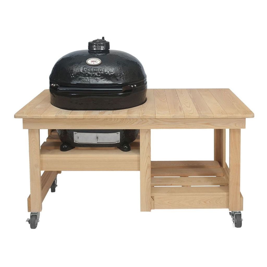 Smokey Mountain, Fireplaces, Primo, Grills, Outdoor Living, Burner, Fire, Primo Ceramic, Grill Head, XL 400, Kamado Grill, Cypress, Table