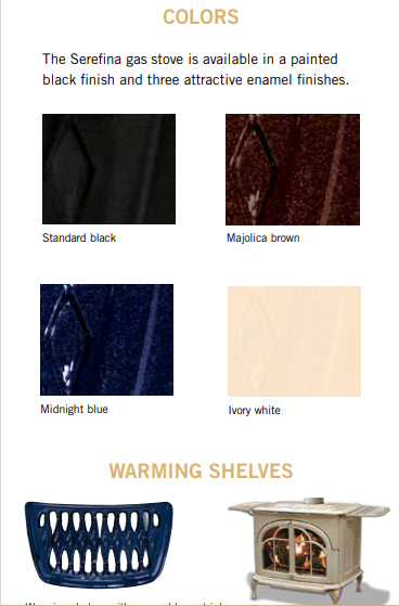 IRON STRIKE SEREFINA CAST IRON VENT FREE GAS STOVE - MANY COLOR CHOICES WHITE, BLUE, BROWN, BLACK