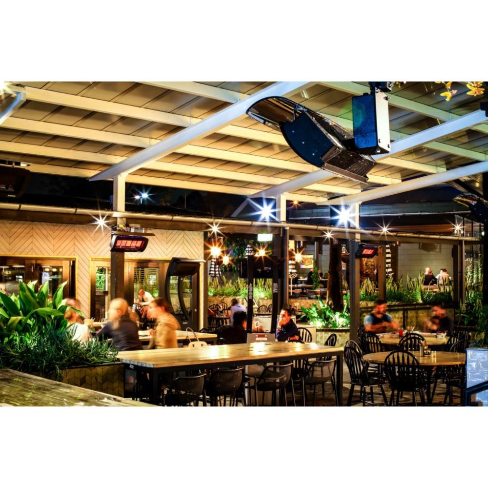 restaurant with pole hanged Bromic Tungsten 500 series Smart-heat Propane heater LP- 43,000han