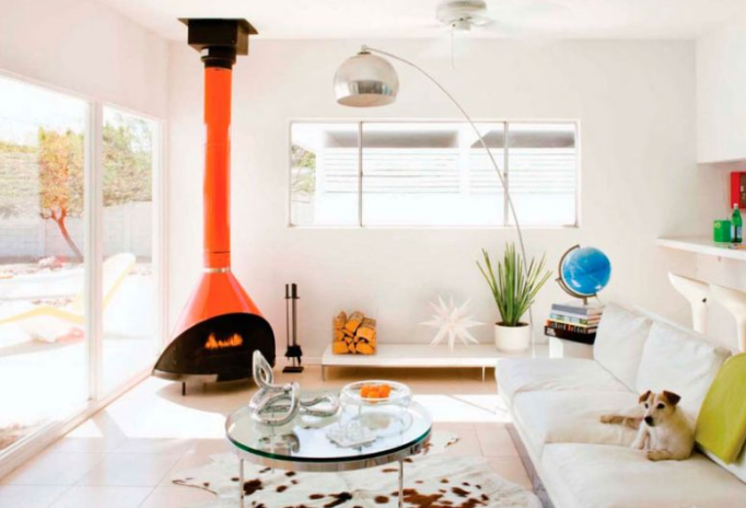 Orange Fireplace Gas B Vent Mid Century modern Fireplace Propane or Natural Gas in Bright Orange yellow or even Pink Fireplace