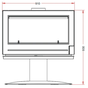 The Invicta Nelson Cast-Iron See-Through Wood Stove features a double sided viewing window, making this stove an excellent choice for inner room installation. The Nelson is ideal for central placement and will easily become the focal of your interior space. Nelson is double sided with double doors. Nelson is 930 mm tall = 36.61 inches tall