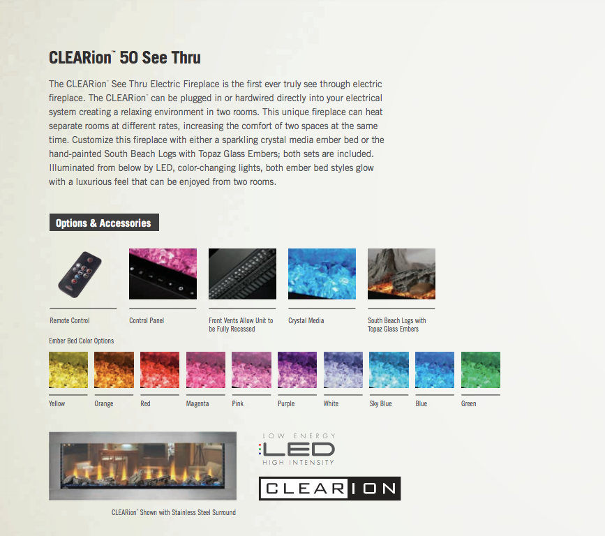 Napoleon® CLEARion™ Elite Built In See Thru Electric Fireplace