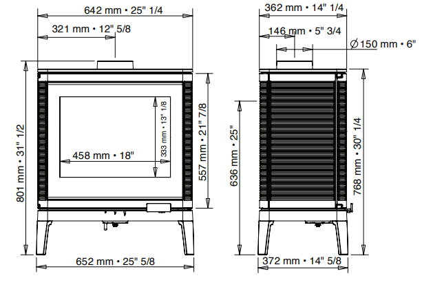 Flue Dimensions in english