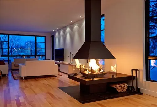 9000 series Don-Bar indoor Central Fireplace Custom Center Room Fireplace in Ice hotel Canada Ice bar Copper fireplace Cone Style MCM Modern Sleek Scandinavian fireplace Custom made one of a kind fireplace