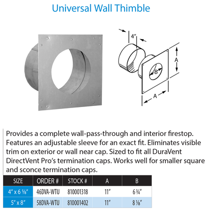 DuraVent 4” x 6 5⁄8” DirectVent Pro Wall Thimble