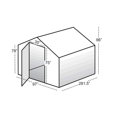 Garden master greenhouse dimension 96"H x 281.5"L x 97"W