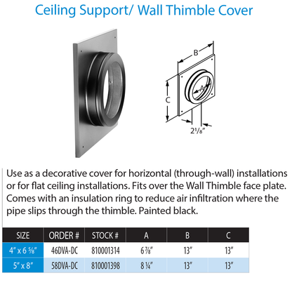 DuraVent 46DVA-DC 4” x 6 5⁄8” Round Ceiling Support/Wall Thimble Cover