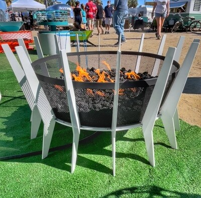 Outdoor View of 17" white retrofire Mid-century Gas Fireplace - Modfire