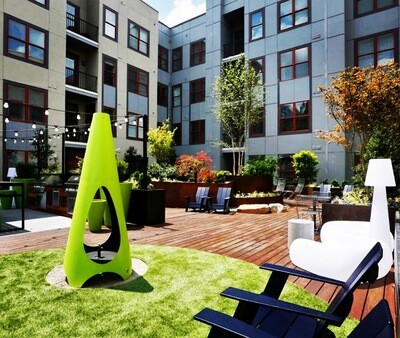 Outdoor standing 7ft Avocado color Gas Bonfire, Dual-sided Openings outdoor fireplaces