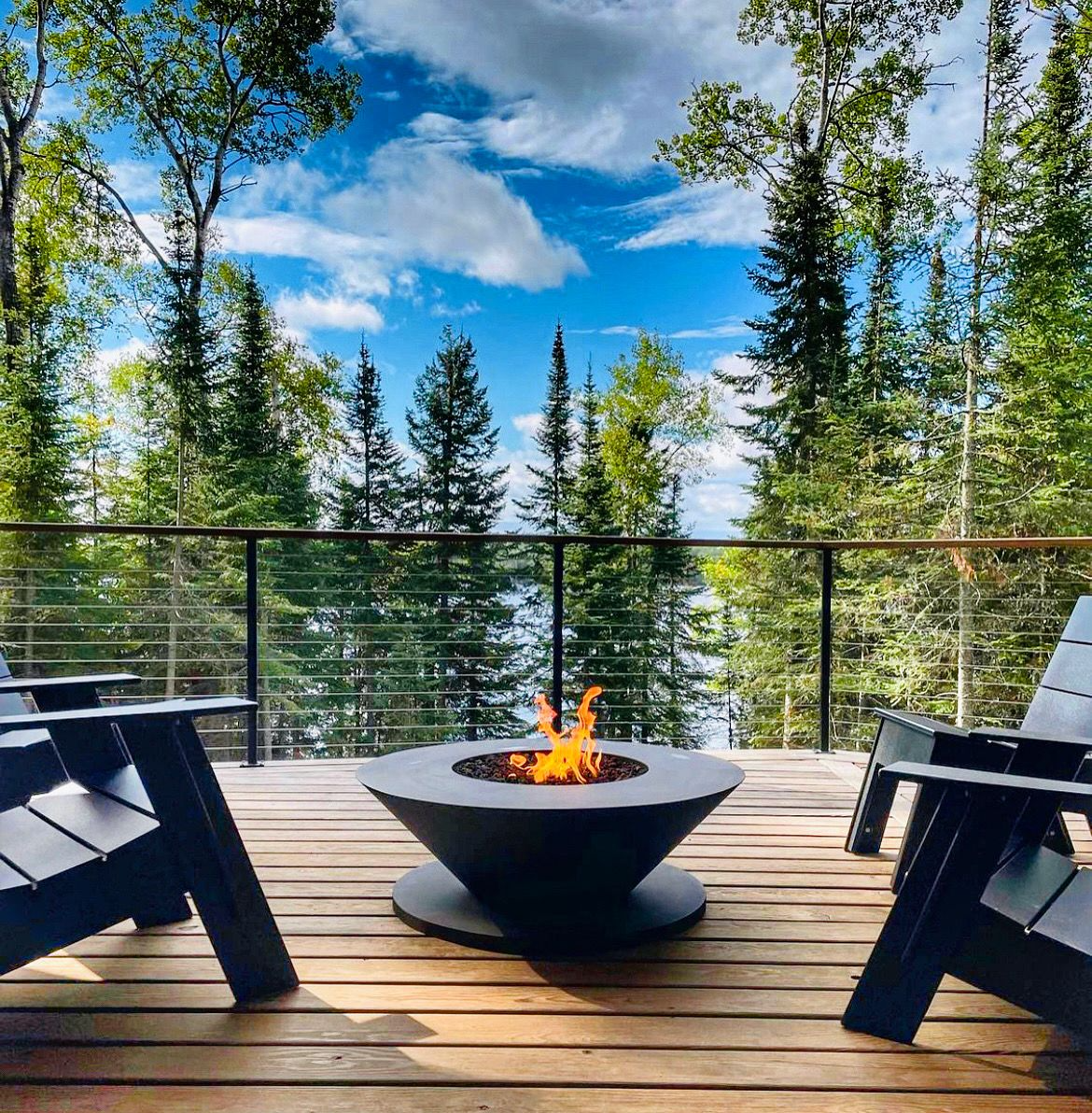 Outdoor gathering with dual ring burner 40" Ultrafire,  charcoal color outdoor fireplace