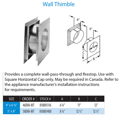 DuraVent 4” x 6 5⁄8” DirectVent Pro Wall Thimble