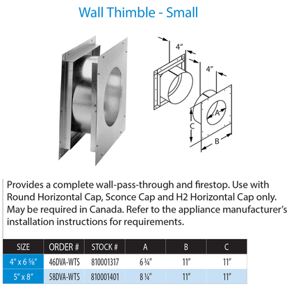 DuraVent 4” x 6 5⁄8” DirectVent Pro Wall Thimble
