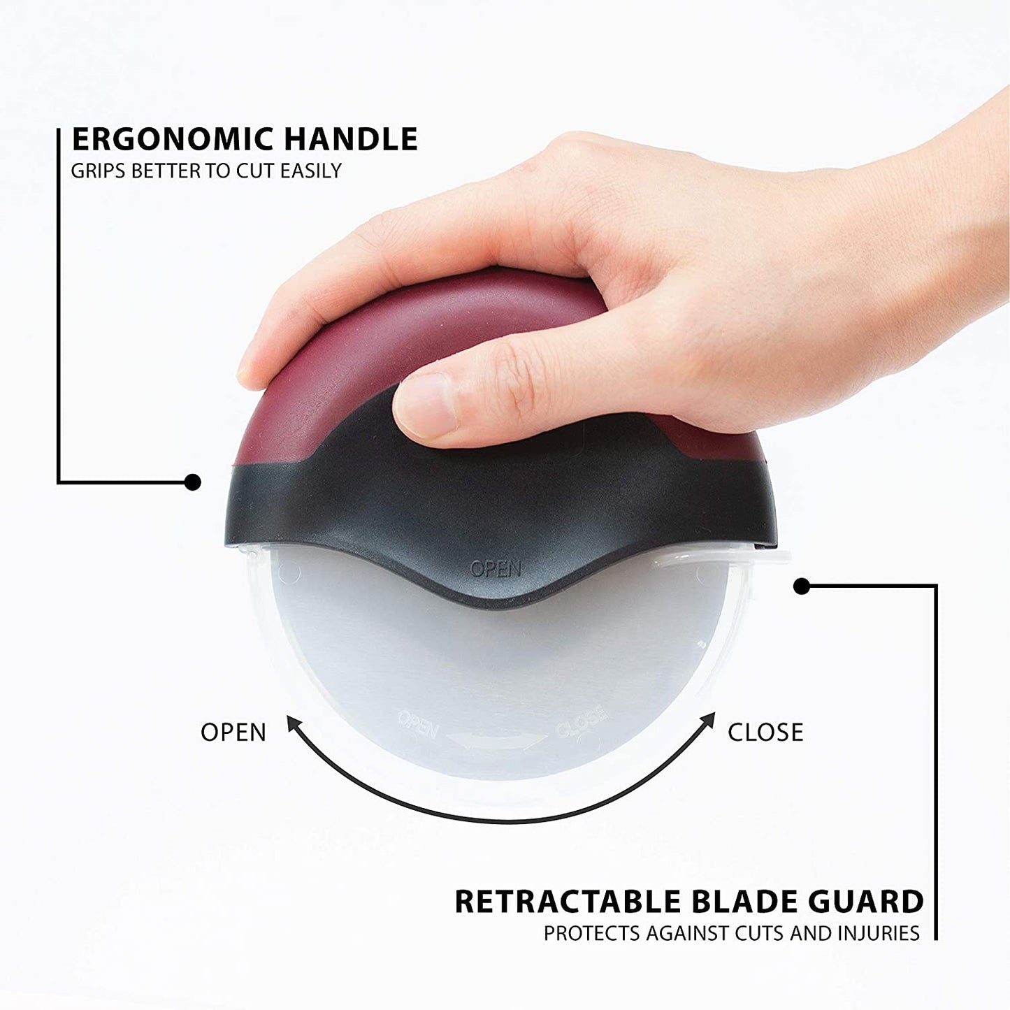 CHICAGO BRICK OVEN PIZZA CUTTER WITH COVER, PIZZA WHEEL, ERGONOMIC PLASTIC PIZZA CUTTER WHEEL WITH PROTECTIVE BLADE GUARD, MINI PIZZA CUTTER, COMPACT & DISHWASHER SAFE PIZZA CUTTER