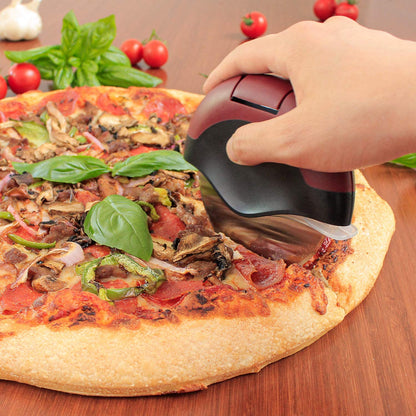 CHICAGO BRICK OVEN PIZZA CUTTER WITH COVER, PIZZA WHEEL, ERGONOMIC PLASTIC PIZZA CUTTER WHEEL WITH PROTECTIVE BLADE GUARD, MINI PIZZA CUTTER, COMPACT & DISHWASHER SAFE PIZZA CUTTER