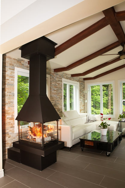 Matte Black Gas Burning Don bar 9200 series Fireplace in a Modern living room mid century modern sleek Scandinavian all glass custom designed see through round fireplace Malm Style Carousel Style Focus fireplace floating fireplace UFO style floating overing see through round all glass fish tank Malm MCM For a high-end, architectural piece like the Don-Bar 9200 Series, your SEO strategy needs to target luxury homeowners and designers who are searching for "statement" heating. Malm Carousel or Focus Ergo 