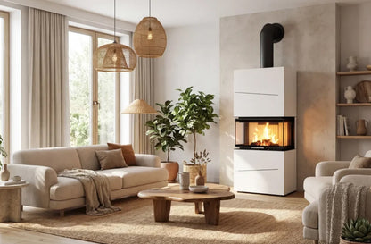 Albero 3 Sided Panoramic glass wood stove - Indoor Fireplace Insert