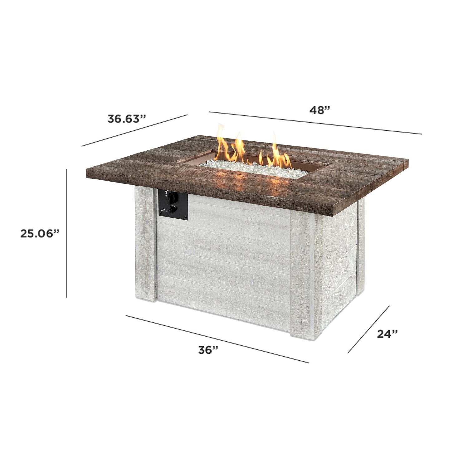 Alcott, Rectangular Gas Fire Pit Table, 48" Fire Pit Table, Pit Table