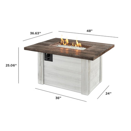 Alcott, Rectangular Gas Fire Pit Table, 48" Fire Pit Table, Pit Table