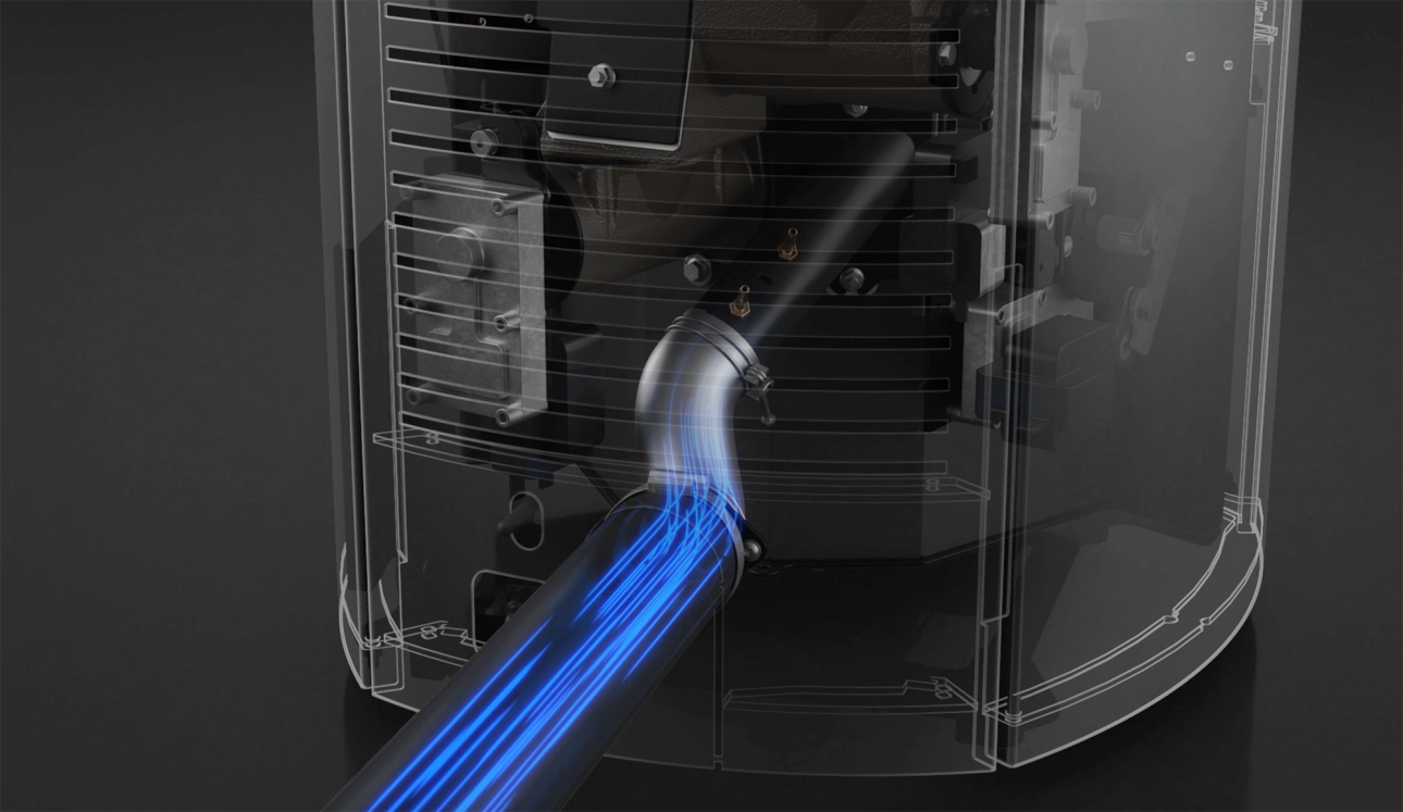 Air flow technology of  SP-20B Modern Indoor Pellet Stove with Glass Fire screen and a visible pellet burning flame. High-efficiency, autonomous, Ultra quiet smart control Home heating luxury pellet fireplace. Eco-Friendly Fireplace, Freestanding pellet stove. This pellet stove is similar to Aduro by Osburn H1 Hybrid Wood/Pellet Stove SF00401, ComfortBilt 2200-sq ft Pellet stove with 47-lb Hopper, Dielle Grecale 70 Pellet Stove - Pearl White Steel With Magic Black Glass Front, Freedom Stoves Pellet Stove.