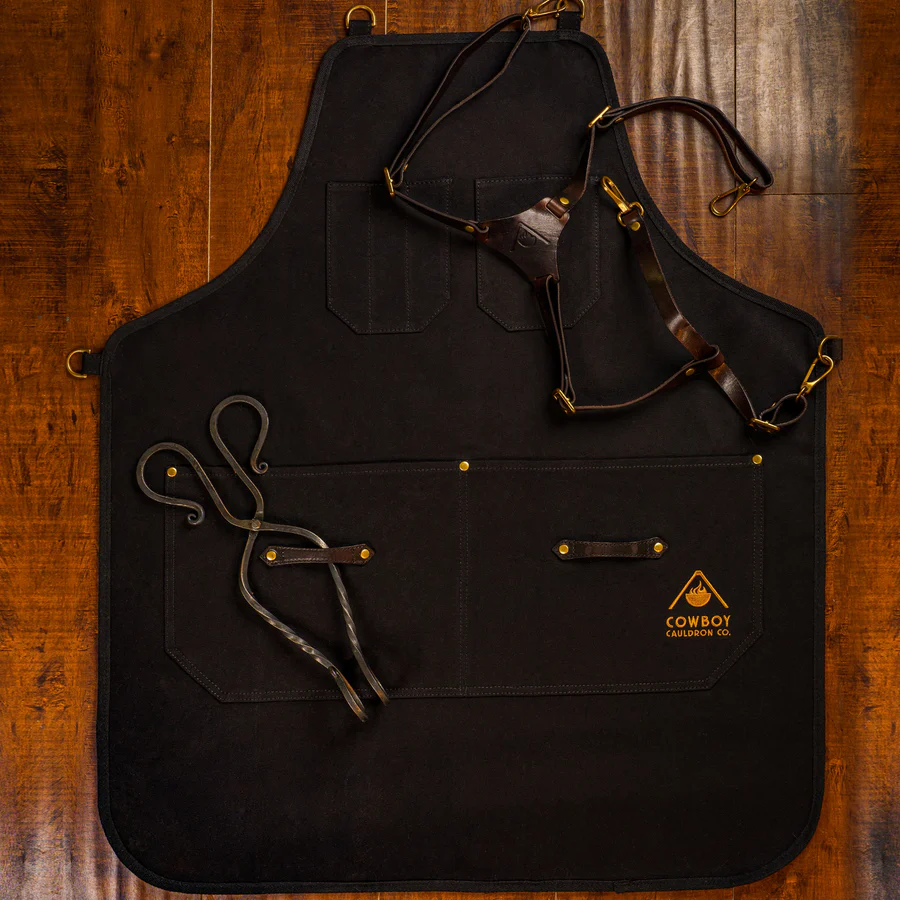 Cowboy Cauldron Best Barbecue Apron for Outdoor Cooks - Genuine Leather Yoke, High-Quality BBQ Apron Shift Weight Off Neck
