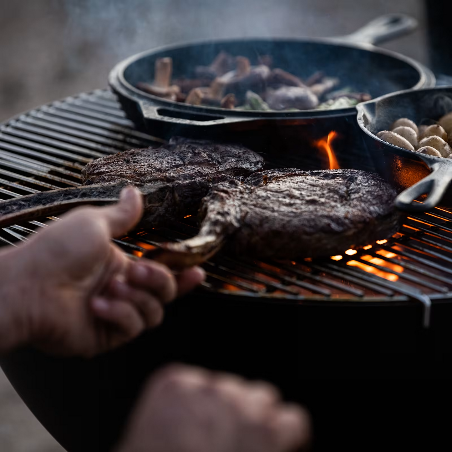 Outdoor Wood Burning Fire Pit - Barbeque Grill on a Cooking/Grill Pot. Used in the garden, the Cow Cauldron is able to be moved anywhere - because it will not heat up the ground under it, move it to have a fire anywhere you please. Cowboy Cauldron the Wrangle 36": can be a grill can be a patio heater and is a beautiful piece of art work