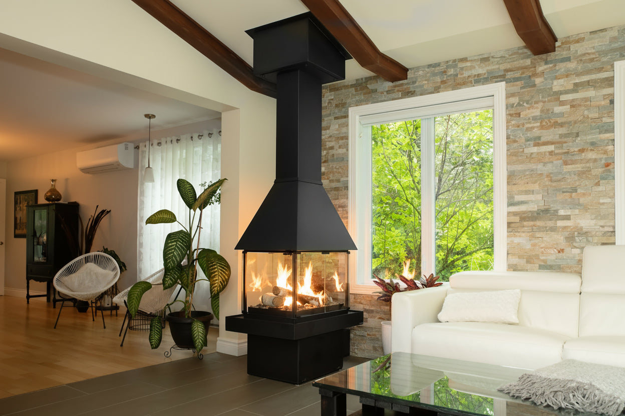 Matte Black Gas Burning Don bar 9200 series Fireplace in a Modern living room mid century modern sleek Scandinavian all glass custom designed see through round fireplace Malm Style Carousel Style Focus fireplace floating fireplace UFO style floating overing see through round all glass fish tank Malm MCM For a high-end, architectural piece like the Don-Bar 9200 Series, your SEO strategy needs to target luxury homeowners and designers who are searching for "statement" heating. Malm Carousel or Focus Ergo MCM 