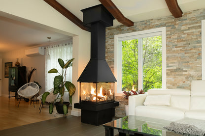 Matte Black Gas Burning Don bar 9200 series Fireplace in a Modern living room mid century modern sleek Scandinavian all glass custom designed see through round fireplace Malm Style Carousel Style Focus fireplace floating fireplace UFO style floating overing see through round all glass fish tank Malm MCM For a high-end, architectural piece like the Don-Bar 9200 Series, your SEO strategy needs to target luxury homeowners and designers who are searching for "statement" heating. Malm Carousel or Focus Ergo MCM 