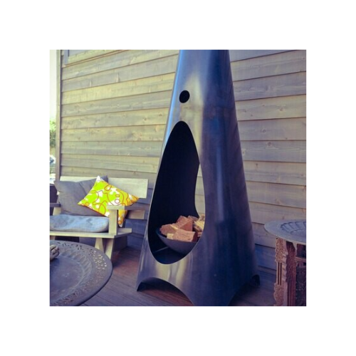 Outdoor standing 7ft charcoal color wood burning Bonfire, Dual-sided Openings outdoor fireplaces