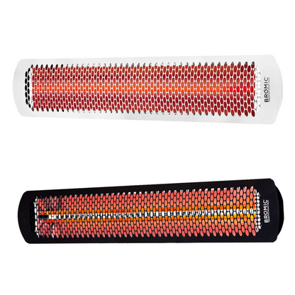 Front View, Black and White, 6000W, 20,000 BTU Bromic Tungsten Smart-heat electric outdoor Heater
