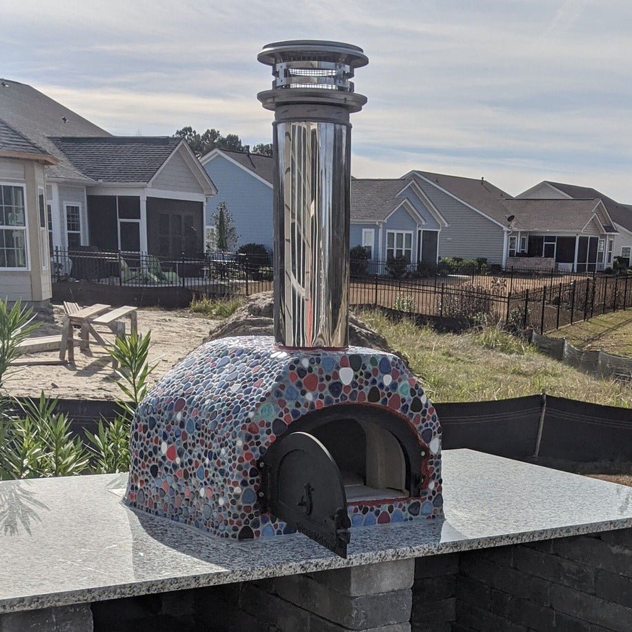 Colorful Chicago Brick Oven DIY 500 Pizza oven outdoor pizza oven on a patio with houses in the background
