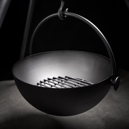 The Cowboy Cauldron The Dude 24" Tripod Wood Burning Fire pit Cooking Grill with Suspension Chain and Cover